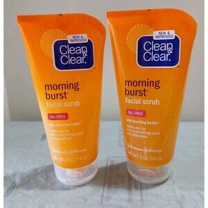 Clean&Clear Morning Burst Facial Scrub with Bursting Beads Oil-Free 5 oz- 2 Pack